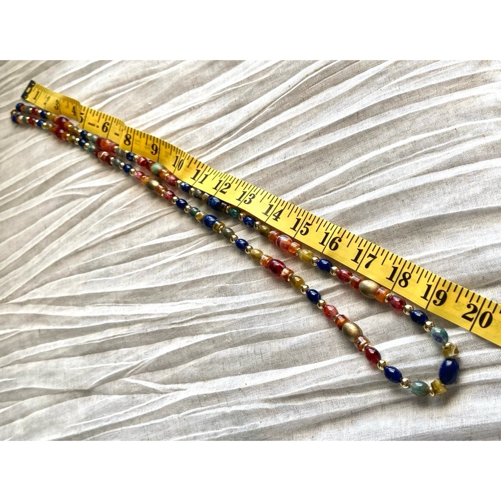 RELISTED Warm Jeweltones Beaded Necklace High Quality Lucite/Acrylic 40” Long - Picture 8 of 8